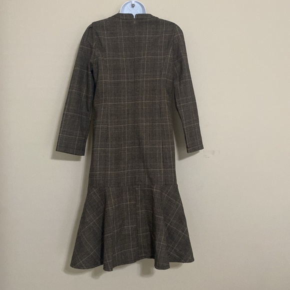 Nain Atelier handmade Plaid Brown Dress women M luxury academia Y2K event formal - Picture 3 of 10